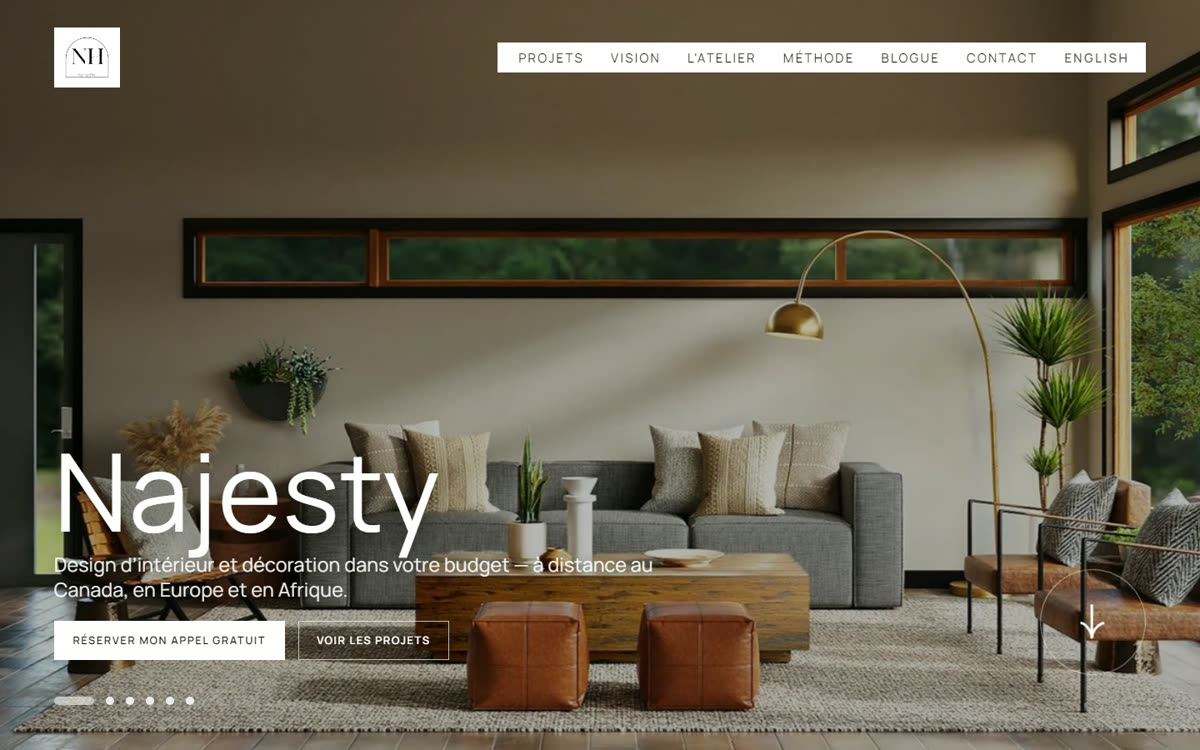 Page d’accueil du site Najesty