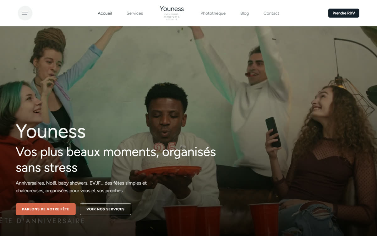 Page d’accueil du site Youness